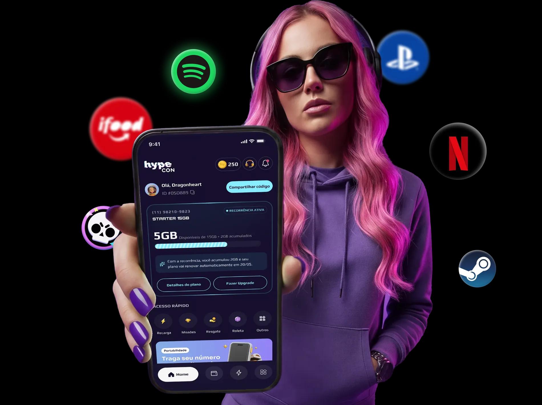 Pessoa usando o app Hypecon
