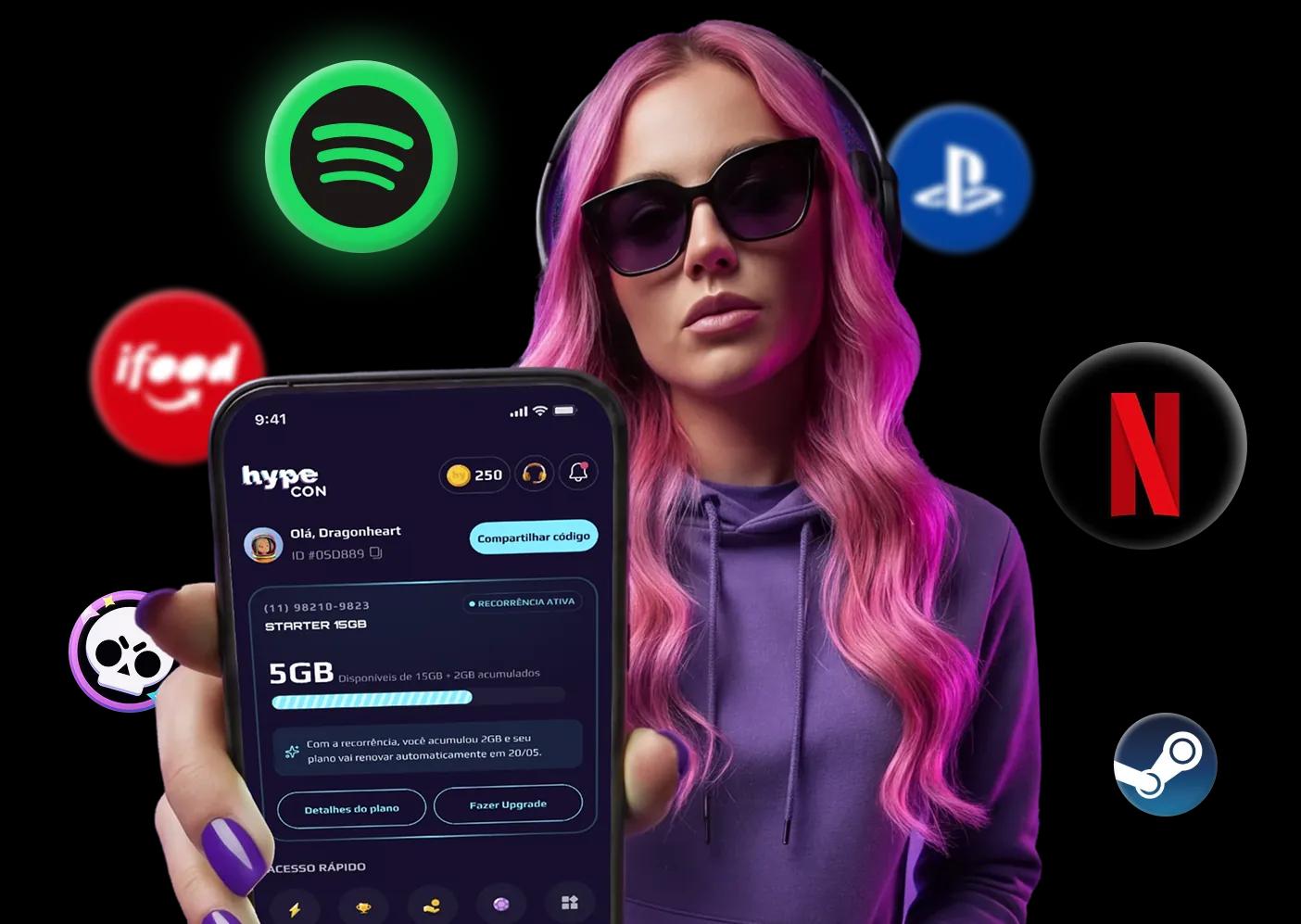 Pessoa usando o app Hypecon