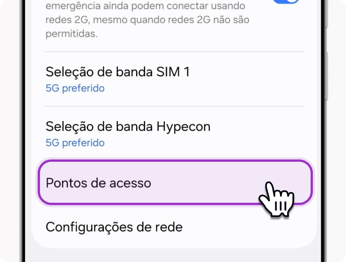 Tela de pontos de acesso