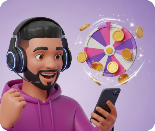 Homem celebrando prêmio da roleta Hypecon em seu celular.